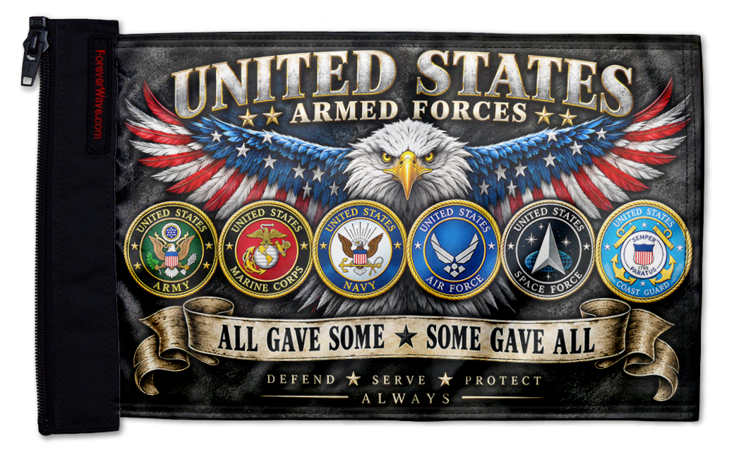 Armed Forces 12"x18" Forever Wave Flag for Boats