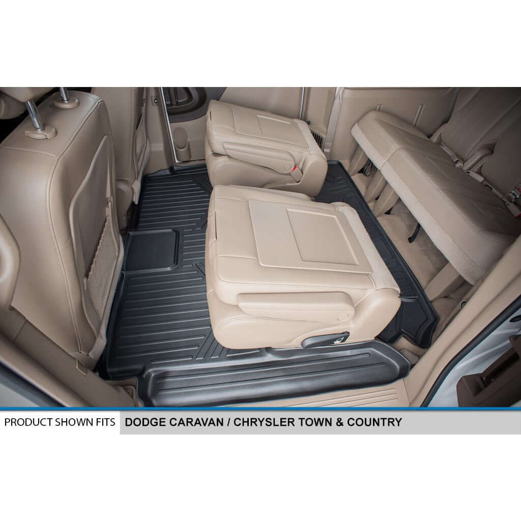Smart Trim™ Custom Fit Floor Liners For 2013-2020 Dodge Grand Caravan with 2nd Row Bucket Seats and 1st Row Super Console