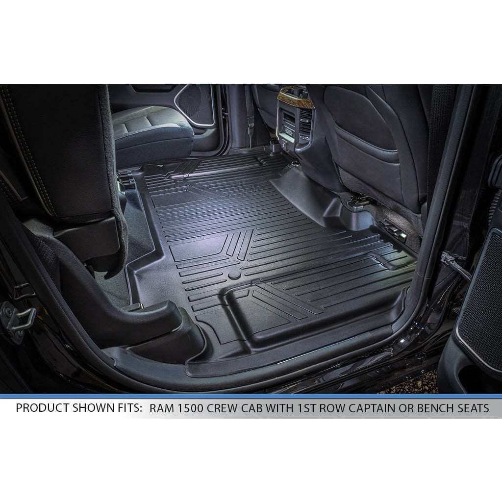 SMARTLINER Custom Fit Floor Liners For 2019 - 2024 Ram 1500 Crew Cab Vinyl Flooring without Rear Underseat Storage Box