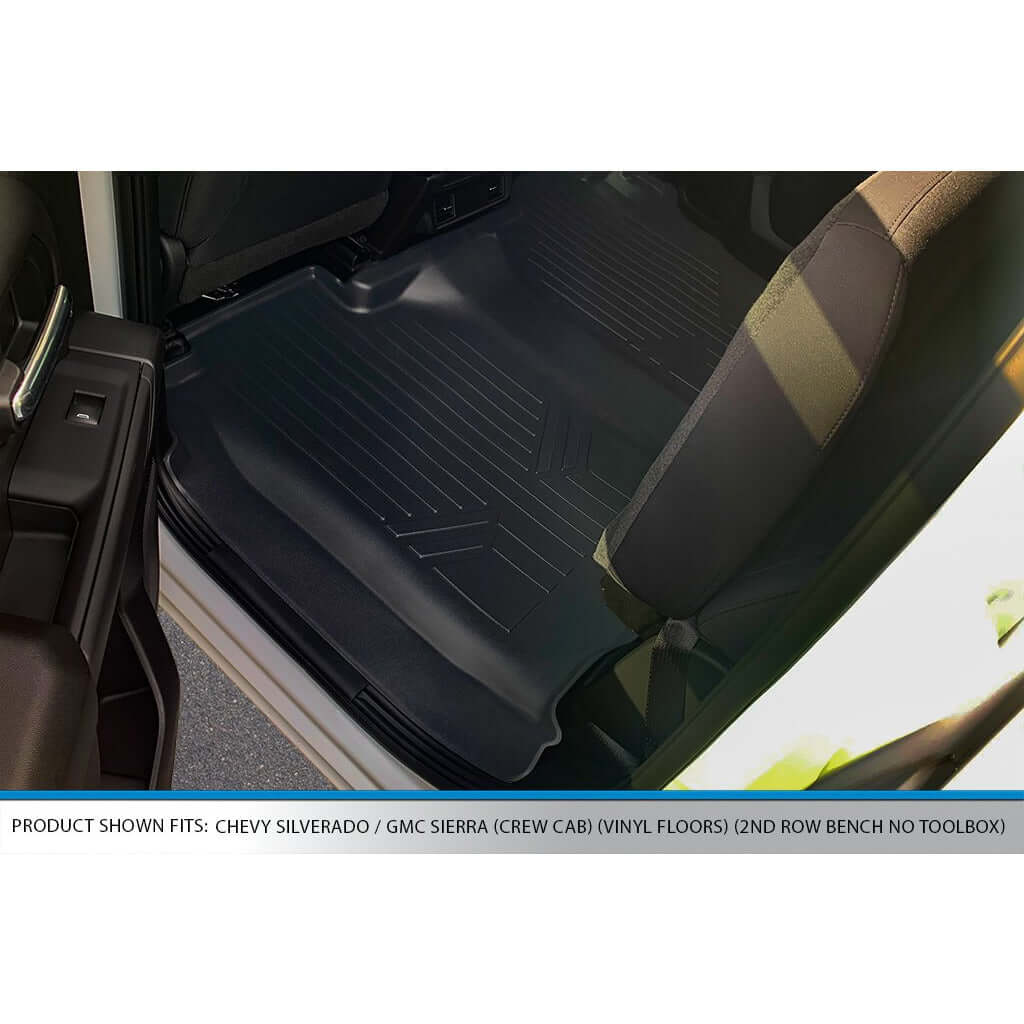 SmartCoverage™ Custom Fit Floor Liners For 2019-2024 Silverado/Sierra 1500 Crew Cab With 1st Row Bucket Seats & Vinyl Floor