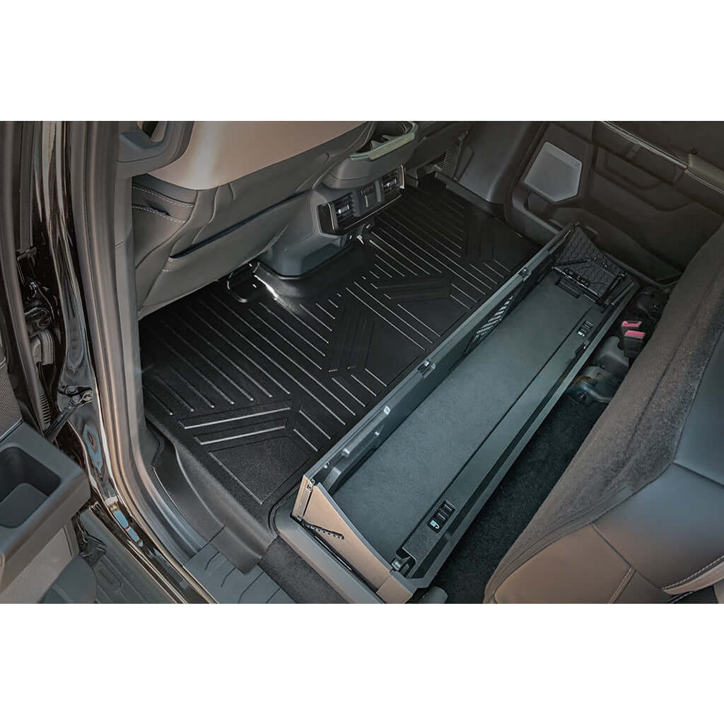 SmartCoverage™ Custom Fit Floor Liners For 2015-2025 Ford F-150 with 1st Row Bucket Seats & OEM 2nd Row Under Seat Storage (Vinyl Flooring)