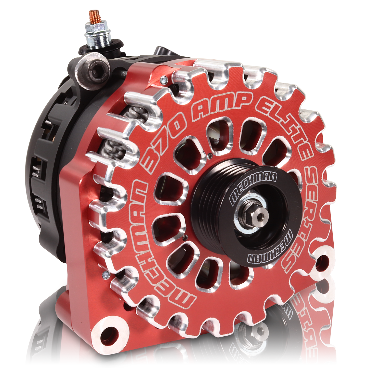 Mechman 370 Amp RVC Bypass High Output Alternator 2014+ Chevrolet GMC Cadillac - Red Billet