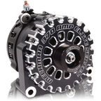 370A Billet large case hairpin alternator for 2001-2007 GM truck 6.6l Diesel - side output stud- Black