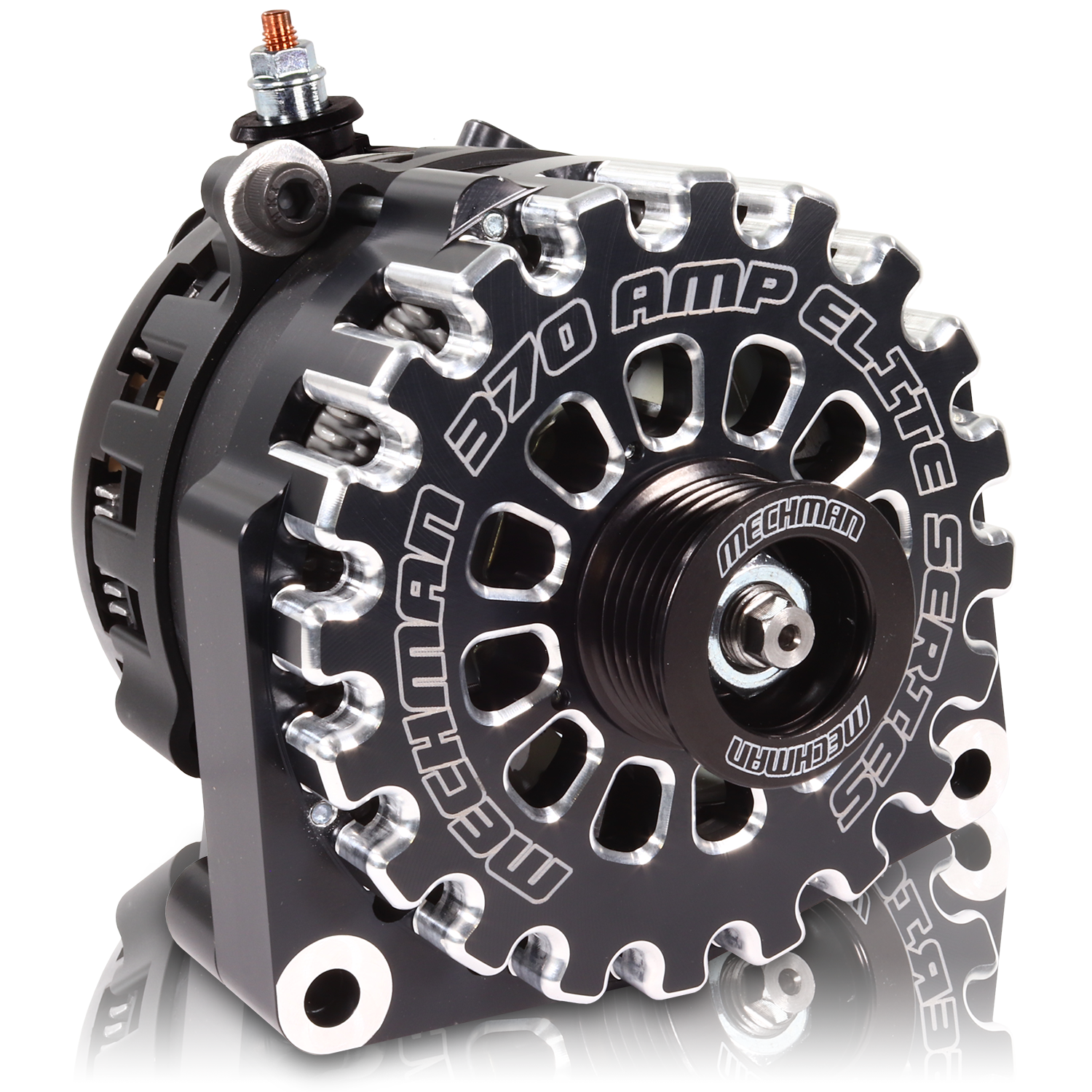 Mechman 370 Amp RVC Bypass High Output Alternator 2014+ Chevrolet GMC Cadillac - Black Billet