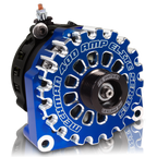 High Output 400A large case BILLET alternator for 2001-2007 GM truck 6.6l Diesel - side output stud - Dark Blue
