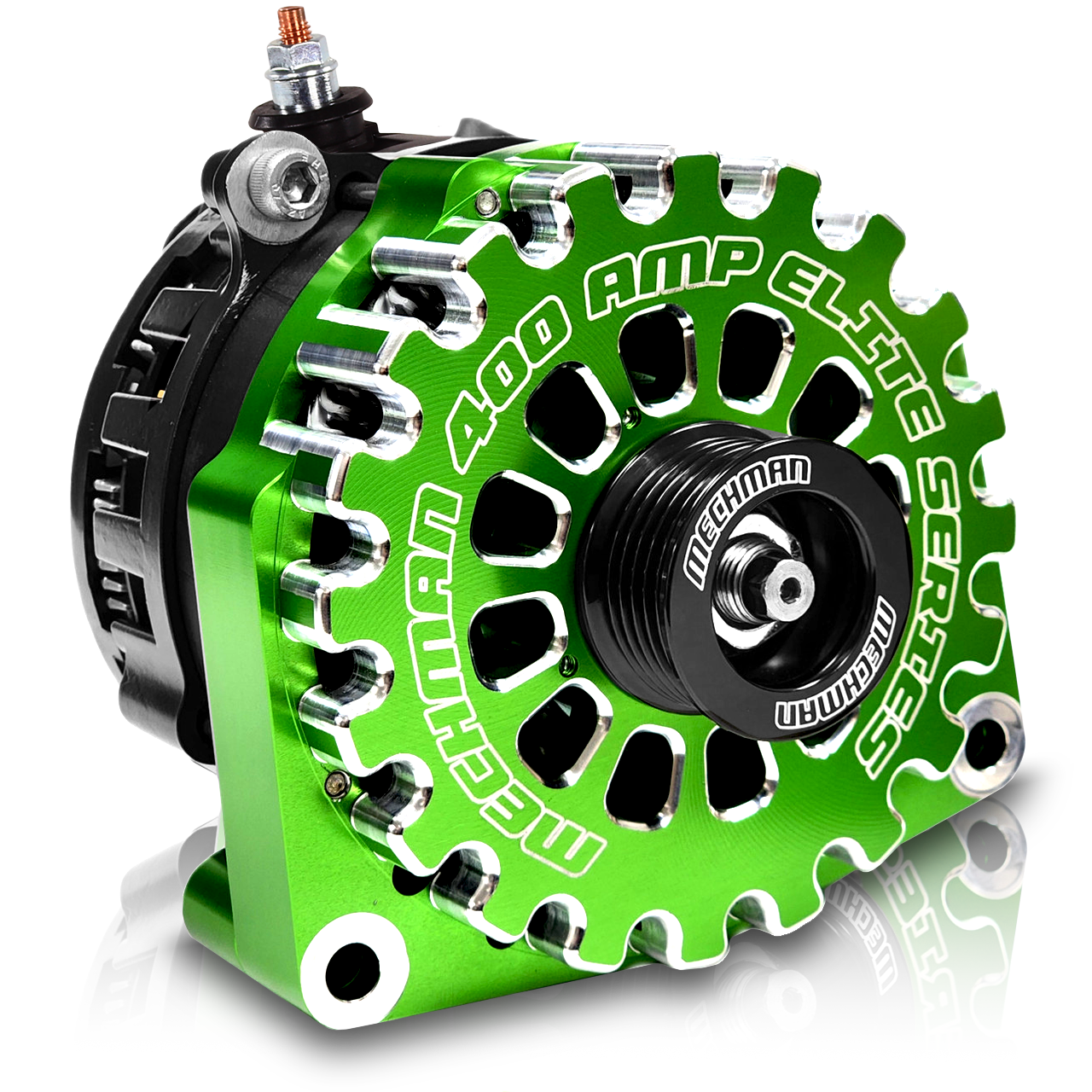 Mechman 400 Amp RVC Bypass High Output Alternator 2014+ Chevrolet GMC Cadillac - Green Billet