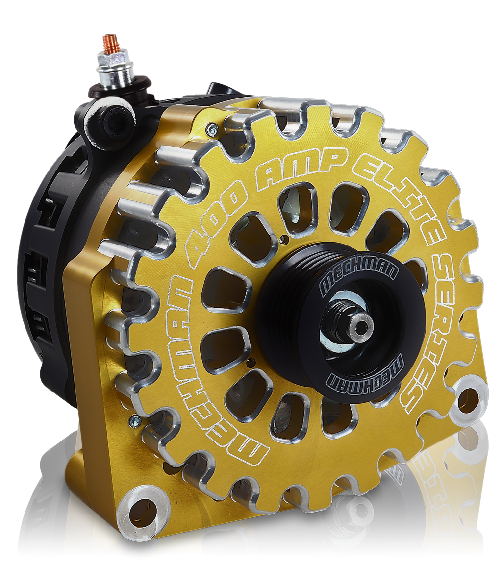 Mechman 400 Amp RVC Bypass High Output Alternator 2014+ Chevrolet GMC Cadillac - Yellow Billet