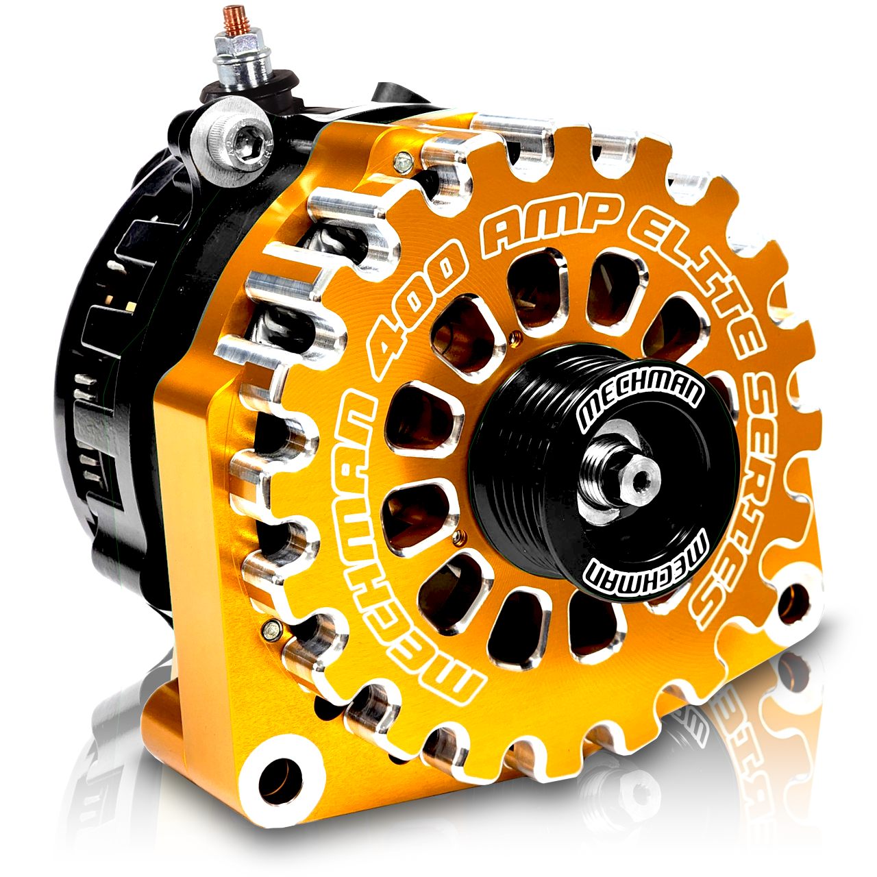 Mechman 400 Amp RVC Bypass High Output Alternator 2014+ Chevrolet GMC Cadillac - Orange Billet
