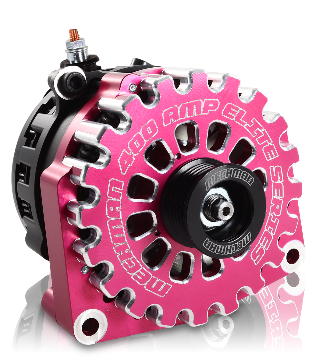 Mechman 400 Amp RVC Bypass High Output Alternator 2014+ Chevrolet GMC Cadillac - Pink Billet