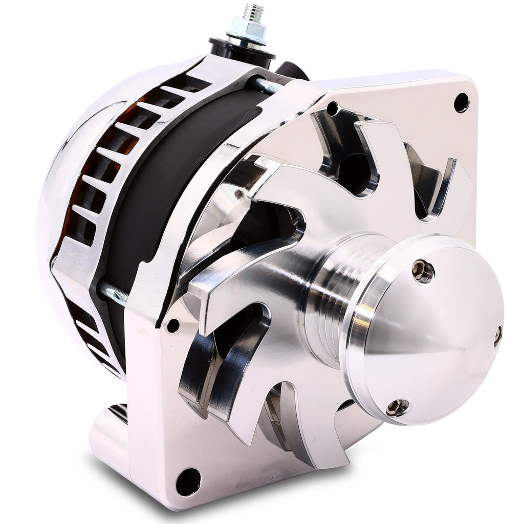 S Series 6 Phase High Output 240 Amp Alternator with 6.61" - Polished w/March 1.75" Pulley and Fan