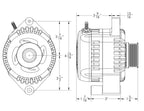 S Series Billet 170A racing alt - 6/12 Ford 6S - Black