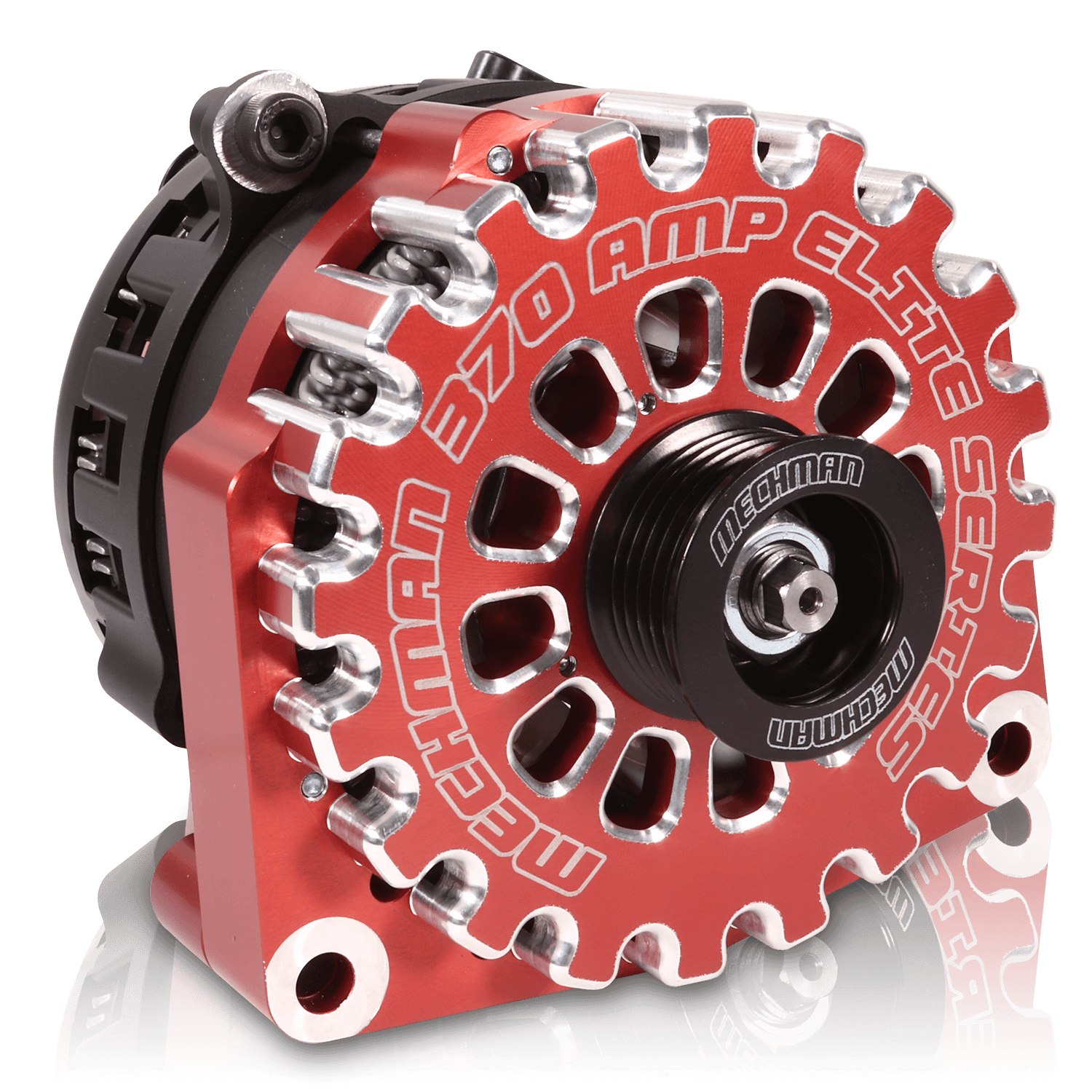 Mechman 370 Amp RVC Bypass Alternator 2005-2013 GM Truck 4.3L 4.8L 5.3L 5.7L 6L - Red Billet