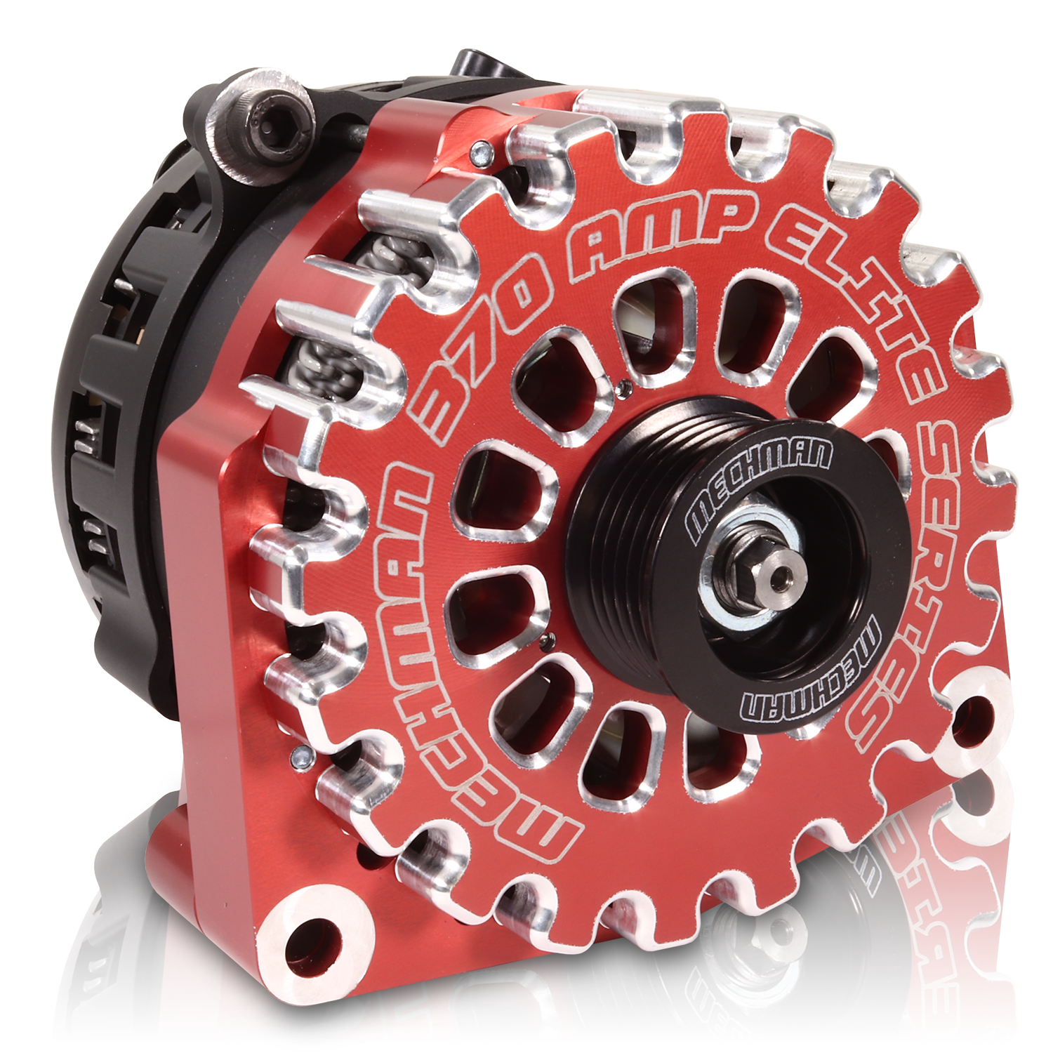 Mechman 370 Amp High Output Alternator 1996-2004 GM Truck 4.3L 4.8L 5.3L 5.7L 6L - Red Billet