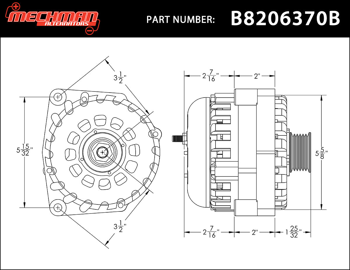 Mechman 400 Amp High Output Alternator 1996-2004 GM Truck 4.3L 4.8L 5.3L 5.7L 6L - Black Billet