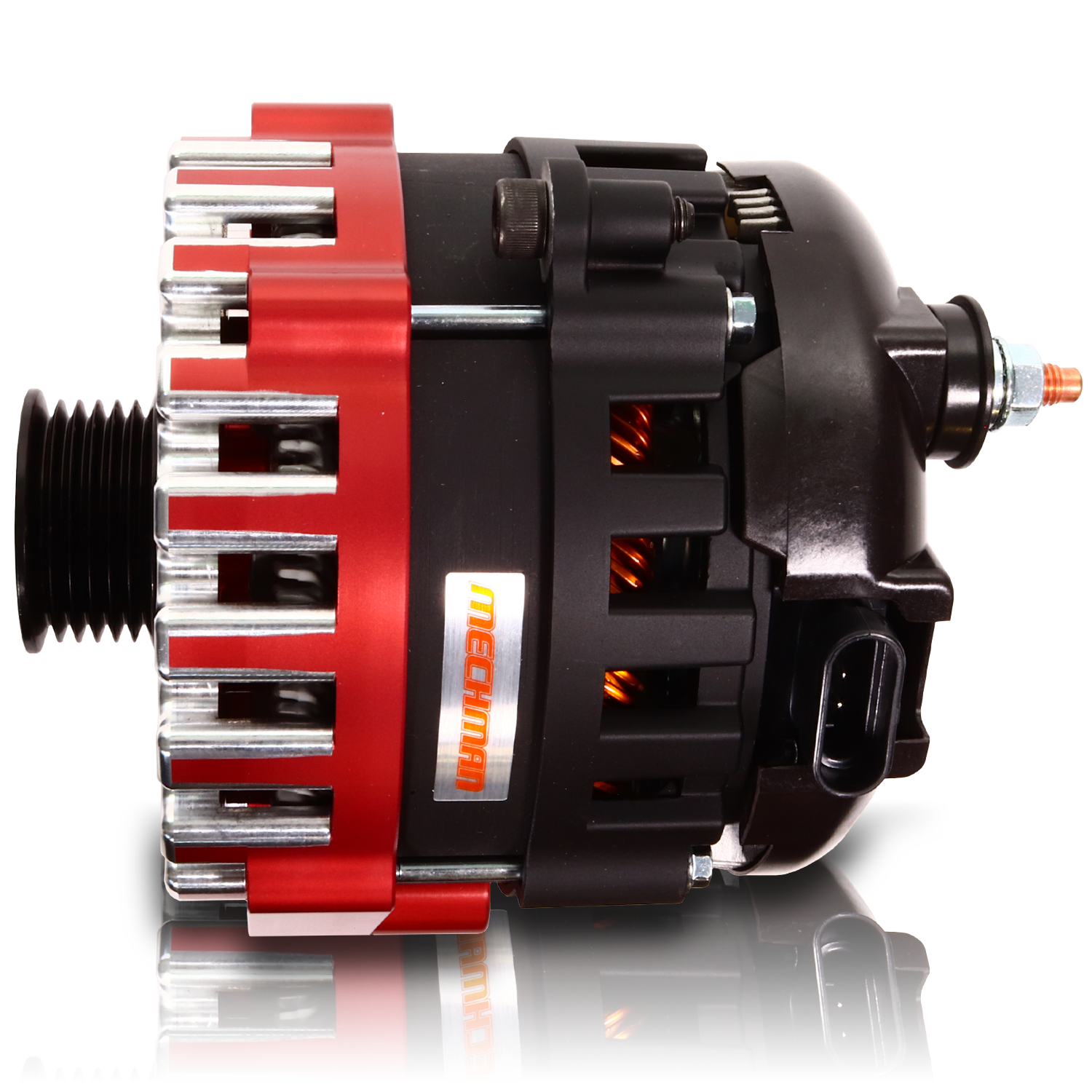 Mechman 370 Amp High Output Alternator 1996-2004 GM Truck 4.3L 4.8L 5.3L 5.7L 6L - Red Billet