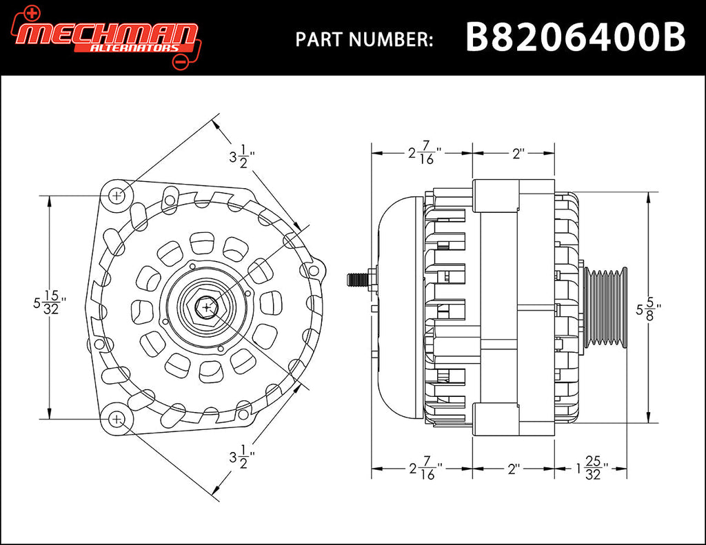 Mechman 400 Amp High Output Alternator 1996-2004 GM Truck 4.3L 4.8L 5.3L 5.7L 6L - Orange Billet