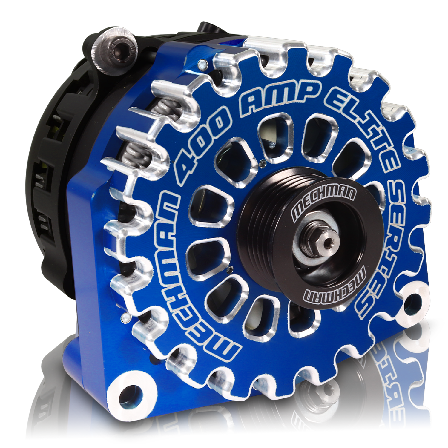 Mechman 400 Amp RVC Bypass Alternator 2005-2013 GM Truck 4.3L 4.8L 5.3L 5.7L 6L - Dark Blue Billet