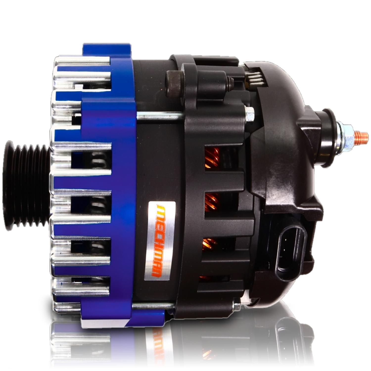 Mechman 400 Amp RVC Bypass Alternator 2005-2013 GM Truck 4.3L 4.8L 5.3L 5.7L 6L - Dark Blue Billet