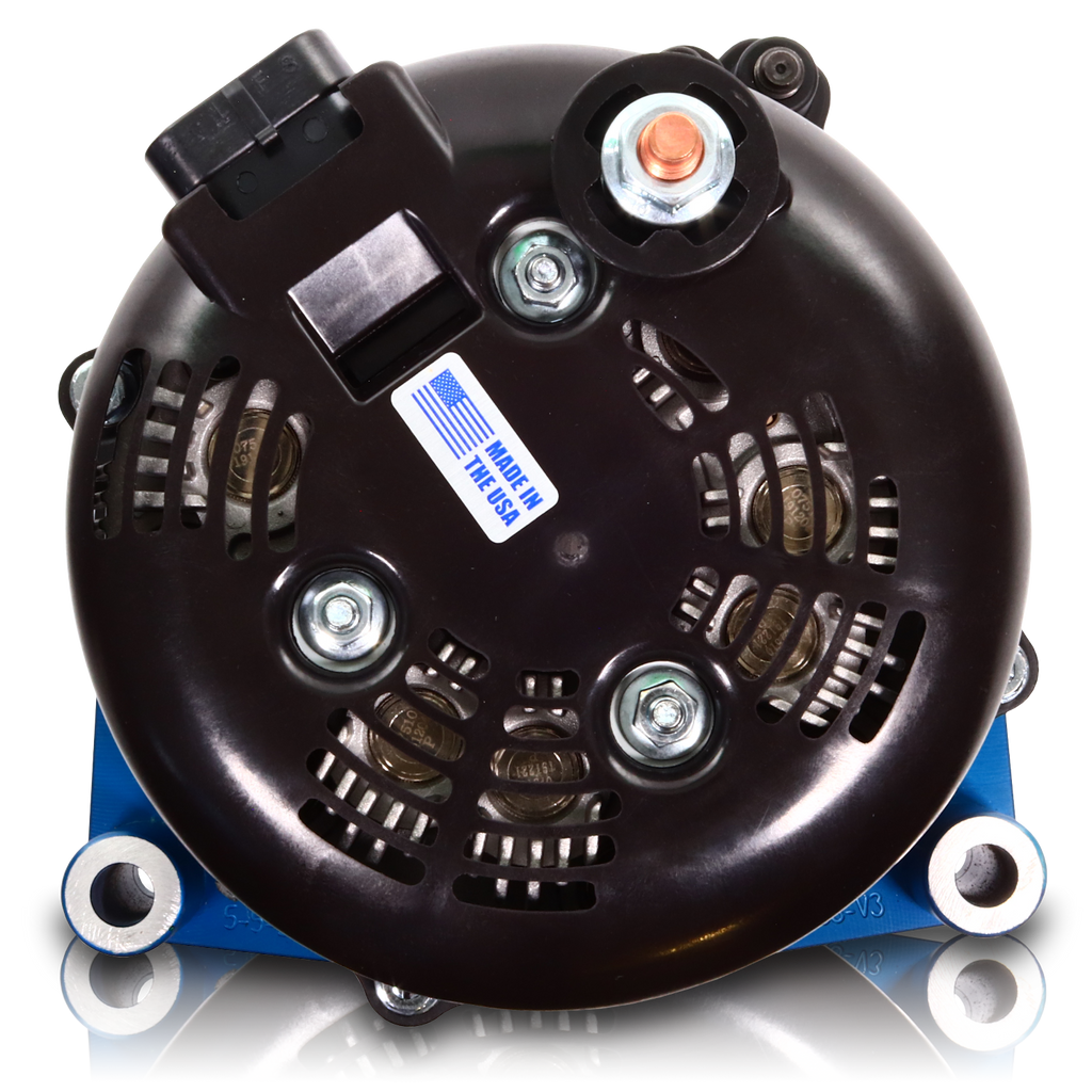 Mechman 400 Amp RVC Bypass Alternator 2005-2013 GM Truck 4.3L 4.8L 5.3L 5.7L 6L - Dark Blue Billet