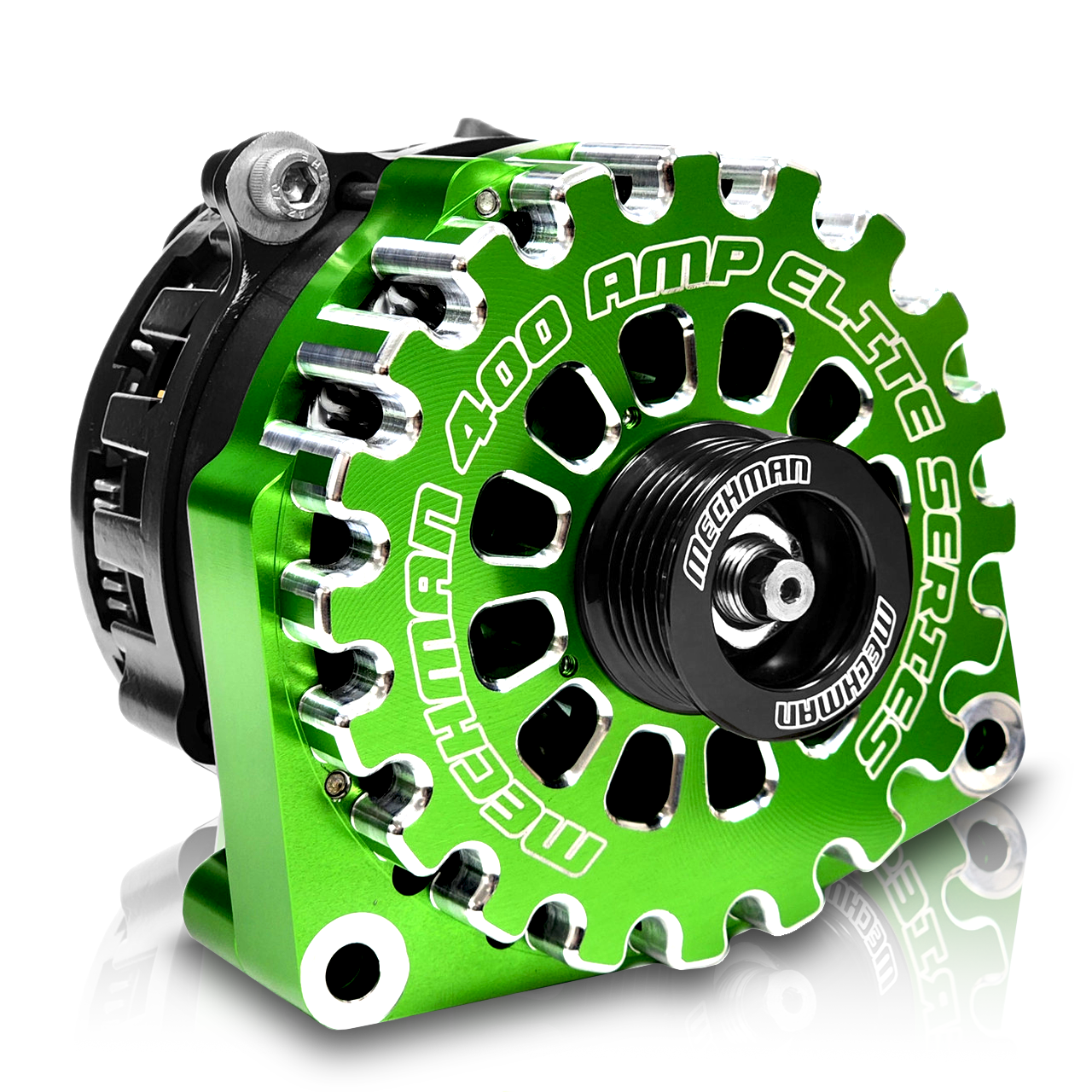 Mechman 400 Amp High Output Alternator 1996-2004 GM Truck 4.3L 4.8L 5.3L 5.7L 6L - Green Billet