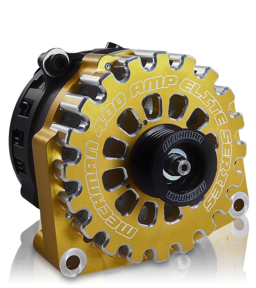 Mechman 400 Amp RVC Bypass Alternator 2005-2013 GM Truck 4.3L 4.8L 5.3L 5.7L 6L - Yellow Billet