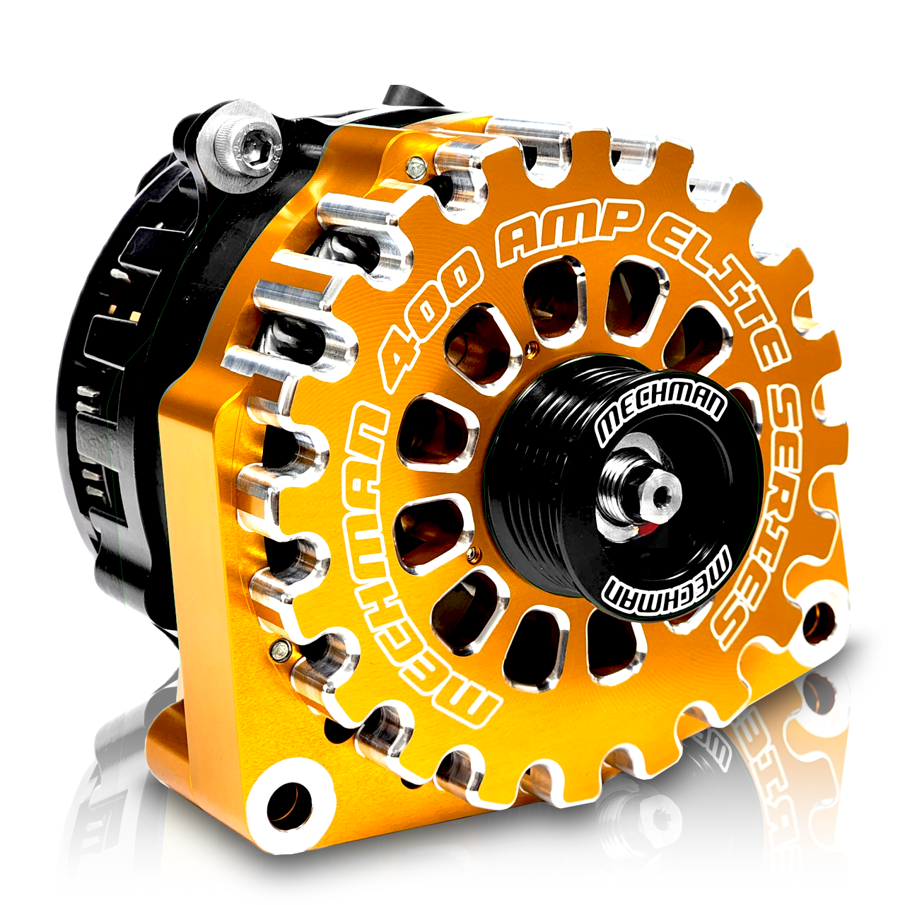 Mechman 400 Amp High Output Alternator 1996-2004 GM Truck 4.3L 4.8L 5.3L 5.7L 6L - Orange Billet