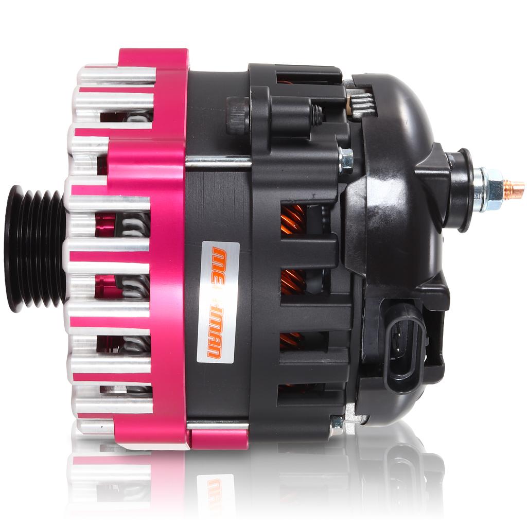 Mechman 400 Amp High Output Alternator 1996-2004 GM Truck 4.3L 4.8L 5.3L 5.7L 6L - Pink Billet