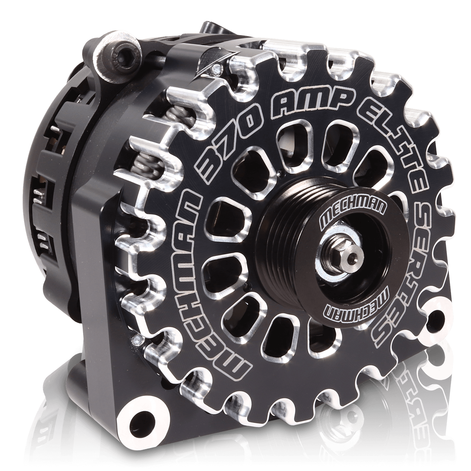 Mechman 370 Amp RVC Bypass Alternator 2005-2013 GM Truck 4.3L 4.8L 5.3L 5.7L 6L - Black Billet