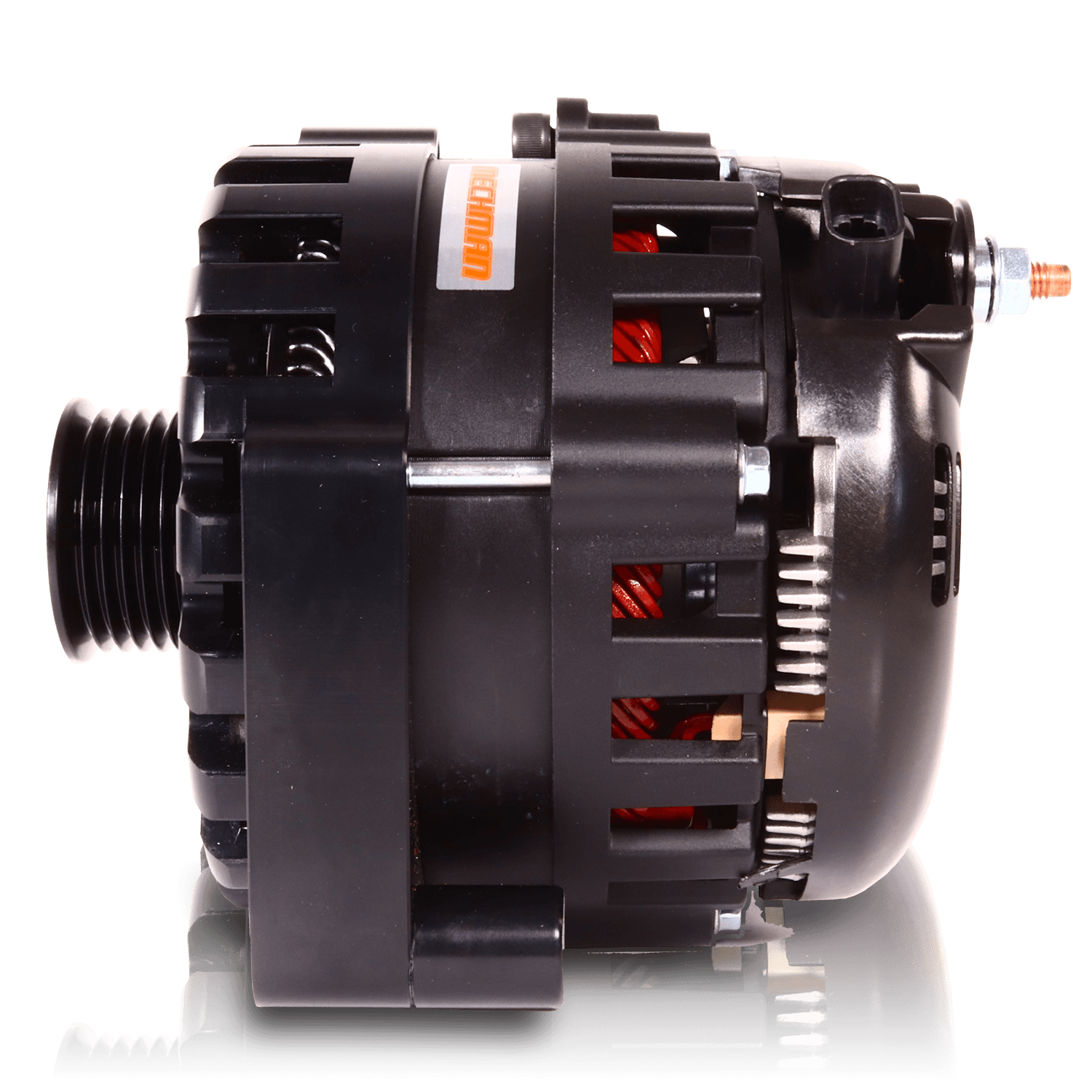 Mechman 370 Amp RVC Bypass Alternator 2005-2013 GM Truck 4.3L 4.8L 5.3L 5.7L 6L - Black Billet