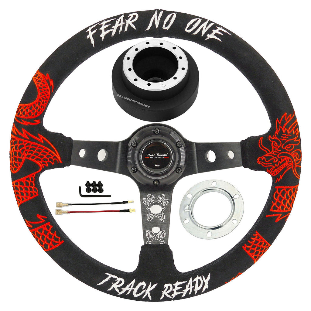 Track Ready Steering Wheel + Short Hub Adapter Kit For Mustang Focus Fiesta Mazda - Bull Boost Performance