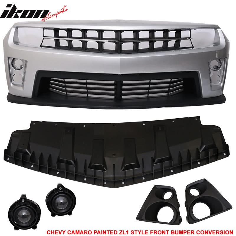 Fits 10-13 Camaro ZL1 Front Bumper Switchblade Silver Metallic