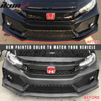 2016-2021 Honda Civic Type-R Style Front Bumper & Lip Gloss Black Red