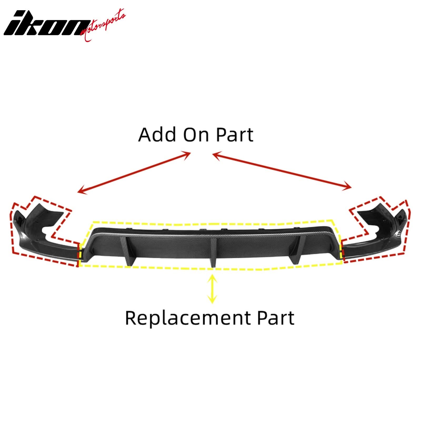 2020-2023 Bmw G06 X6 Ikon Style Gloss Black Rear Bumper Diffuser-pp