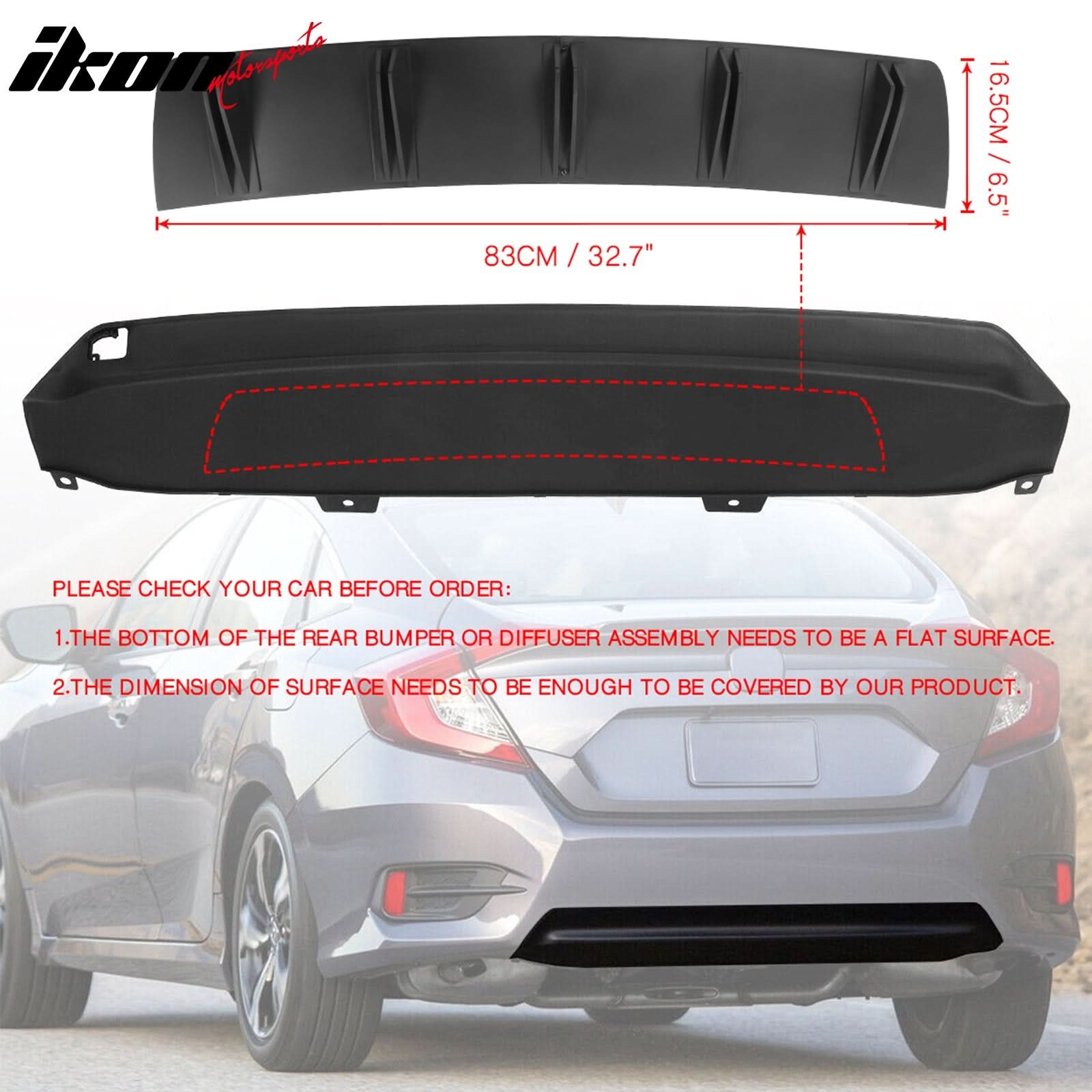 Universal Rear Bumper Diffuser Shark Fin 2PCS Design 33 PP