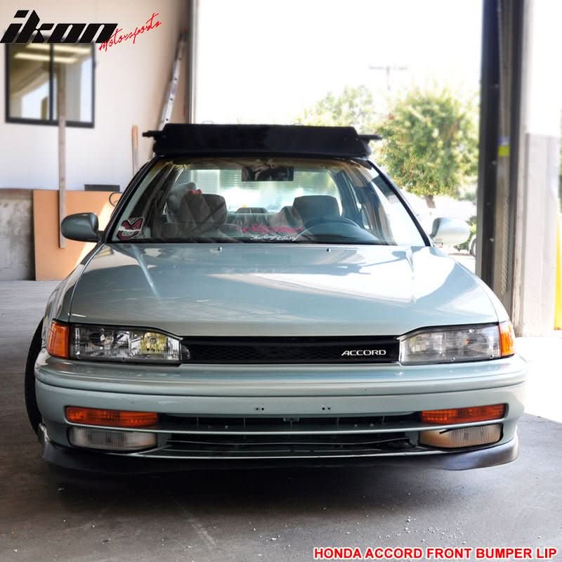 1990-1993 Honda Accord Type R Style Black Front Bumper Lip Spoiler PU