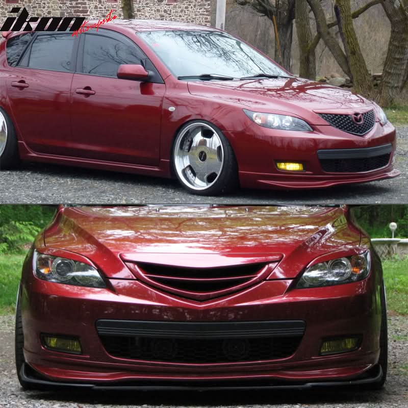 2007-2009 Mazda 3 MS Style Unpainted Black Front Bumper Lip Spoiler PU