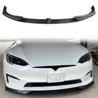 2021-2025 Tesla Model S Gloss Black V Front Bumper Lip Carbon Fiber