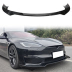 2021-2025 Tesla Model S Track Pack Style Front Bumper Lip Gloss Black