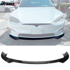 2021-2025 Tesla Model S Track Pack Style Front Bumper Lip Gloss Black