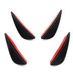 Universal 4PC Black Carbon Fiber Print Front Lip Splitter Canards Fin