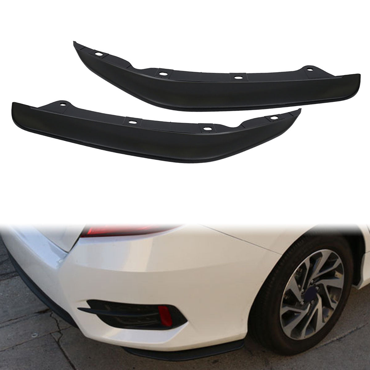 2016-2021 Honda Civic Sedan 2PCS Rear Bumper Lip Splitters PP