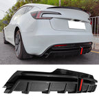 2024-2025 Tesla Model 3 Carbon Fiber Print Rear Lip Diffuser W/LED PP