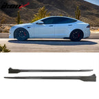2021-2025 Tesla Model S Gloss Black V Side Skirts Panel Carbon Fiber