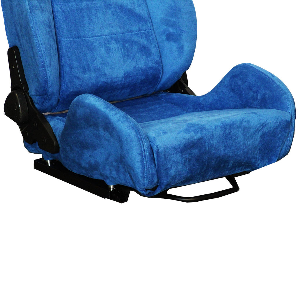 Miami Blue Universal Adjustable Black Luxury Racing SR3 Style Alcantara Seat - Bull Boost Performance