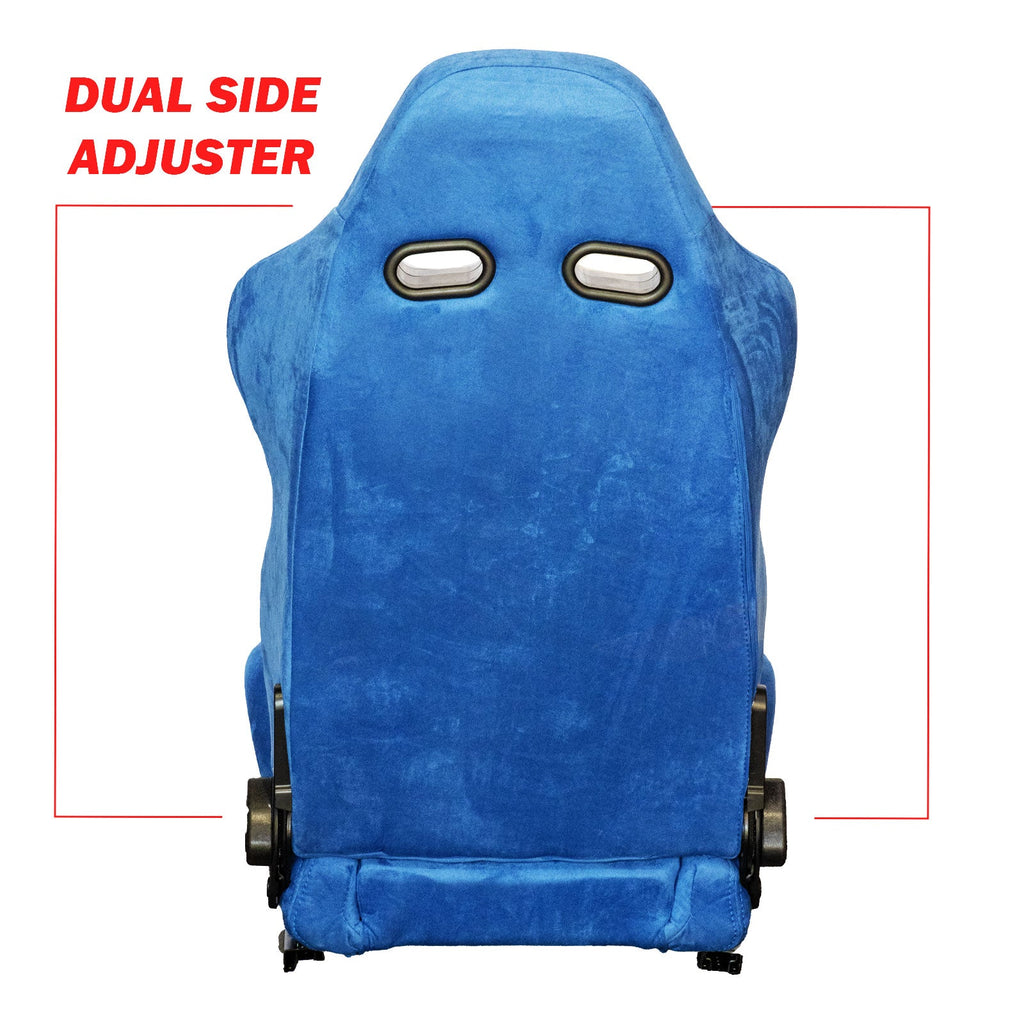 Miami Blue Universal Adjustable Black Luxury Racing SR3 Style Alcantara Seat - Bull Boost Performance