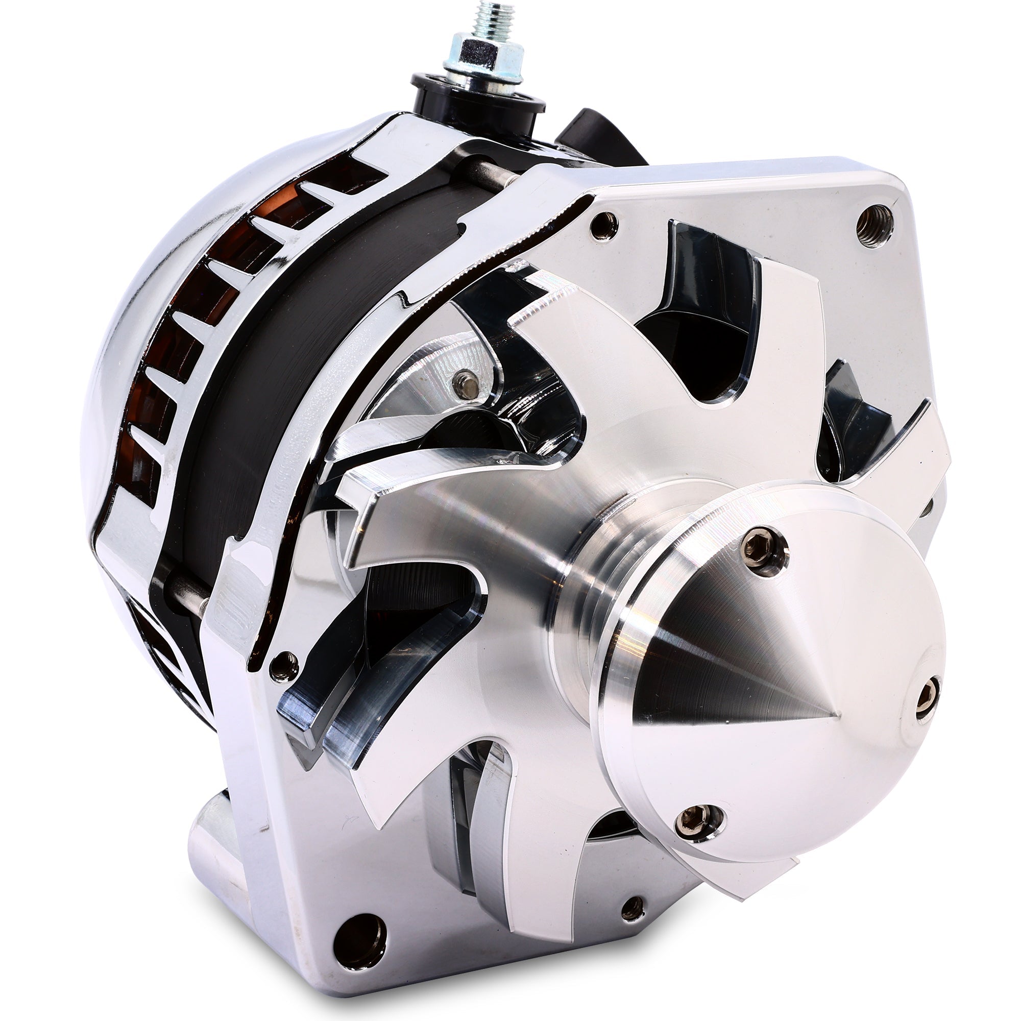 S Series 240 Amp Alternator with 6.15" Bolt Pattern - CHROME w/ March Pulley