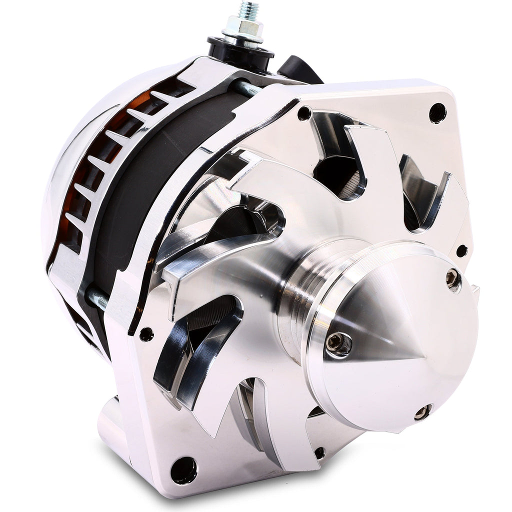 S Series  240 Amp Alternator with 6.15" Bolt Pattern - POLISHED w/ March Pulley