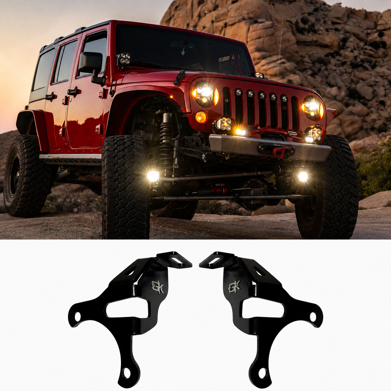 Jeep JL / JT Steerable Knuckle Pod Light Mounts (2018+ Gladiator/Wrangler) By Gatekeeper Off-Road