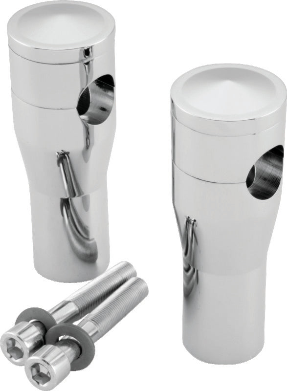 Bikers Choice 4 Inch Chrome Smooth Top Risers for BC or DNA Springer Front End