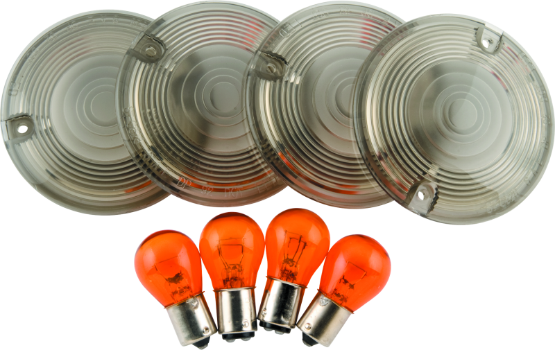 Bikers Choice 86-17 H-D Models Smoked Turn Signal Flat Lens/Amber Bulb Kit H-D 69308-02